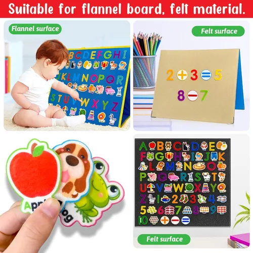 Miniatura 3 de Letras de aprendizaje de fieltro, 75 piezas de tablero de fieltro para tablero de franela de fieltro, alfabeto ABC para niños pequeños para jardín