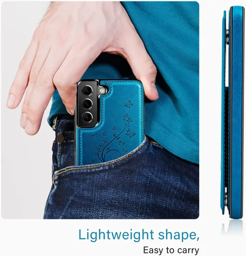 Miniatura 5 de Korecase Funda tipo cartera para Samsung Galaxy S23 con tarjetero, funda clásica de piel con función atril, doble hebilla magnética a prueba