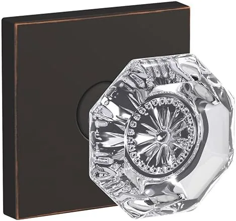 Schlage Custom FC21 ALX 716 COL Alexandria - Pomo de cristal con moldura Collins para pasillos y cerraduras de cama, bronce envejecido