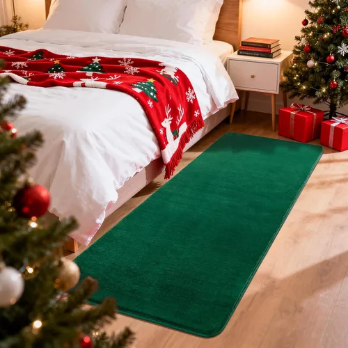 Miniatura 8 de Andecor Alfombra Peluda de Pasillo para Dormitorio Sala de Estar, 2x6 pies Verde Lavable Esponjosa Alfombras de Pasillo de Área para Cocina