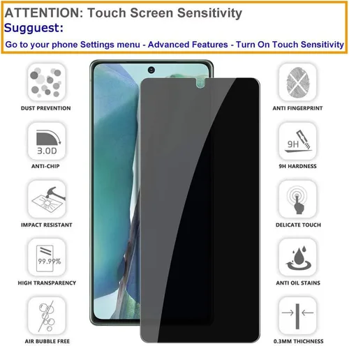 Miniatura 4 de LYWHL - Protector de pantalla de privacidad para Note 20, antiespía, protector de pantalla de vidrio templado para Samsung Galaxy Note 20, negro