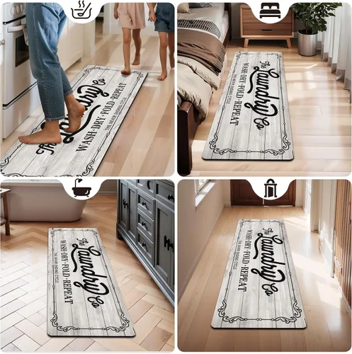 Miniatura 8 de Pauwer - Alfombra de corredor para lavandería de 20"x60", impermeable, de goma, antideslizante, alfombra de cocina para piso, lavable, alfombra