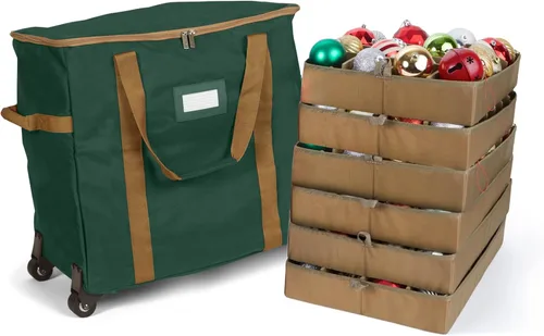 Miniatura 58 de Covermates Keepsakes Bolsa de almacenamiento ajustable para adornos, poliéster resistente, separadores acolchados y bandejas FlexGrid, organizador