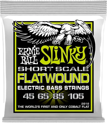 Miniatura 2 de Ernie Ball Power Slinky Flatwound - Cuerdas de bajo eléctrico de escala corta calibre 50-110 (P02817)
