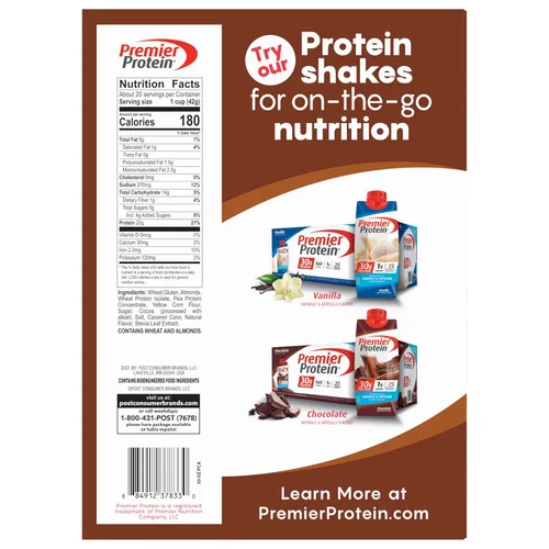 Miniatura 9 de Post Premier Protein Cereal de almendras de chocolate, cereal de desayuno rico en proteínas o aperitivo hecho con almendras reales, 30 onzas – 1