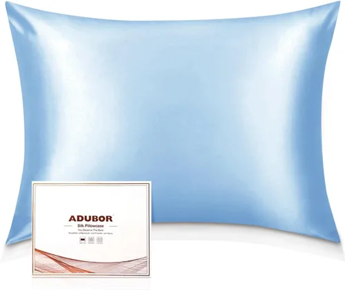 Miniatura 36 de Adubor Funda de almohada 100% de seda, fundas de almohada de seda de morera, 22 fibras de grado Momme 6A, funda de almohada de seda para la salud