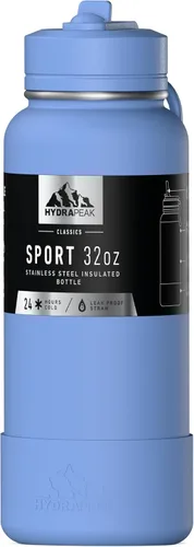 Miniatura 21 de Hydrapeak Botella de agua deportiva aislada de 32 onzas con tapa con popote, a prueba de fugas y derrames, mantiene las bebidas frías durante 24