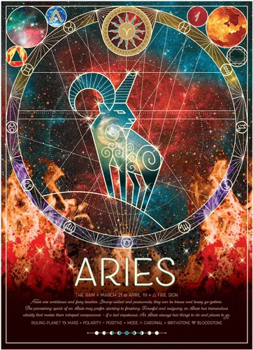 Miniatura 2 de Cobble Hill - Rompecabezas del zodiaco de 500 piezas, Aries - Muestra de póster incluido