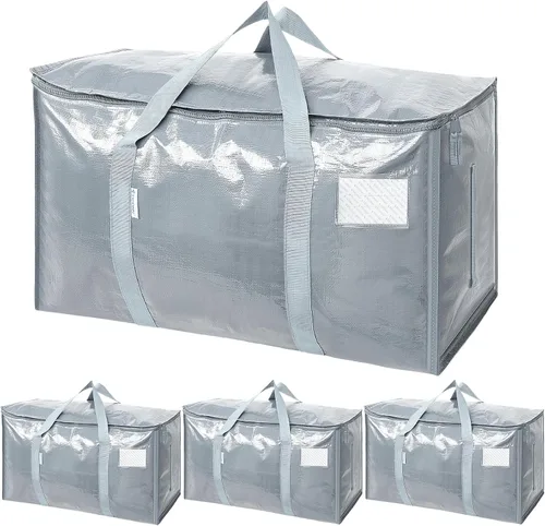 Miniatura 37 de TICONN Paquete de 2 bolsas de mudanza extra grandes resistentes con cremalleras y asas de transporte, bolsas de almacenamiento duraderas