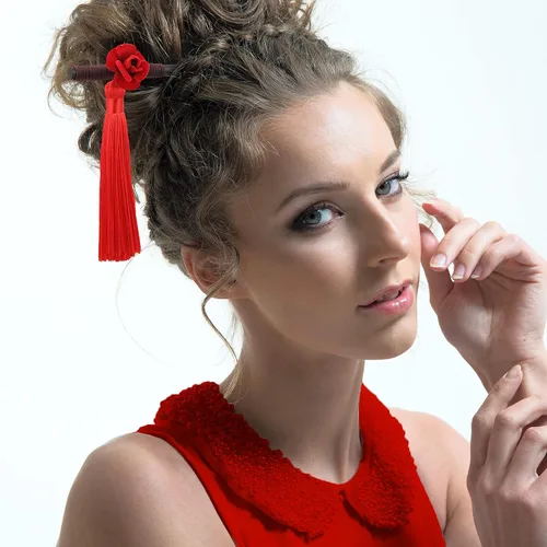 Miniatura 6 de Waydress 4 piezas de accesorios asiáticos para mujer, palillos chinos japoneses para el cabello, pinzas de geisha retro, horquillas de madera