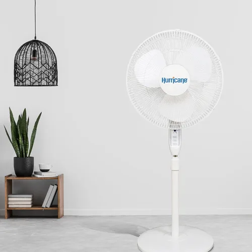 Miniatura 7 de Hurricane Ventilador de pedestal oscilante para el hogar y el dormitorio, 16 pulgadas supremo, blanco, ventilador eléctrico portátil de pie