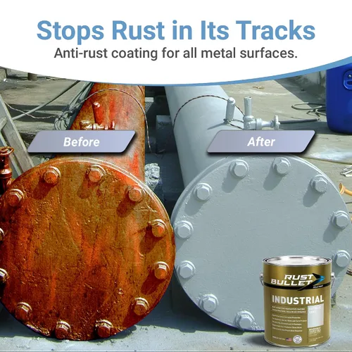 Miniatura 3 de RUST BULLET Industrial - Gris metálico - 1/4 pinta - Revestimiento preventivo de óxido para proyectos industriales, marinos, domésticos y agrícolas