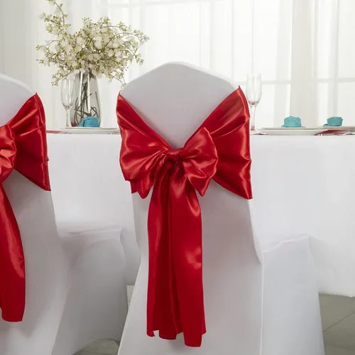 Miniatura 3 de Horbaunal - Juego de 12 caminos de mesa de satén rojos de 12 x 108 pulgadas, caminos de mesa suaves para bodas, banquetes y fiestas de cumpleaños