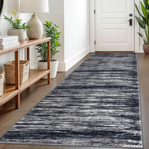 Miniatura 143 de SIILOOM 2 x 3 Alfombra moderna y abstracta para entrada, alfombra neutra azul marino gris multicolor súper suave de área pequeña, alfombras lavables