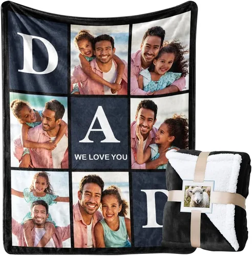 Miniatura 25 de Manta personalizada con imagen, manta de forro polar Sherpa personalizada, manta gruesa y cálida de felpa, personalizada para pareja, novia, novio