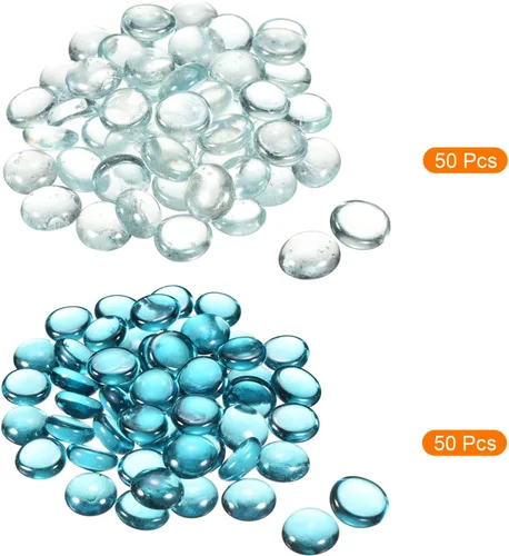 Miniatura 3 de MECCANIXITY Mármoles de vidrio plano de 0.669-0.748 in, piedras decorativas azul oscuro transparente, cuentas de vidrio, relleno de jarrón de roca