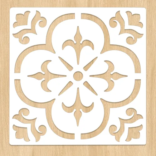 Miniatura 9 de Juego de plantillas de suelo de azulejos grandes (4 diseños, 12 x 12 pulgadas) Plantillas de pared reutilizables con patrón mexicano Juego