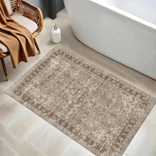 Miniatura 26 de Alfombra vintage lavable de 2 x 3: alfombra pequeña resistente a las manchas para baño, entrada, antideslizante, para dormitorio, ultra suave