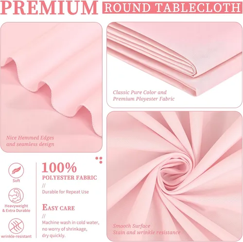 Miniatura 36 de Showgeous Paquete de 4 manteles redondos color rosa intenso de 120 pulgadas de poliéster para mesas redondas, manteles de tela decorativa lavable