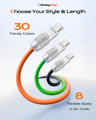 Miniatura 7 de chubbycable Chubby 2.0 USB C 240W Cable de carga rápida de silicona suave y duradero, cable de carga extra grueso compatible con iPhone 17-15 Series