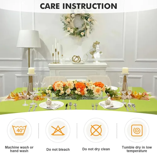 Miniatura 6 de SEPARO Paquete de 2 Cubiertas de Mesa Verdes de 4 Pies Mantel Rectangular Ajustado Tela Elástica Mantel de 4 pies Sin Arrugas para Fiestas Ferias