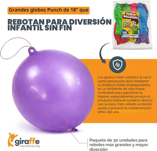 Miniatura 7 de Globos de neón Giraffe con función de rebote (30 unidades)