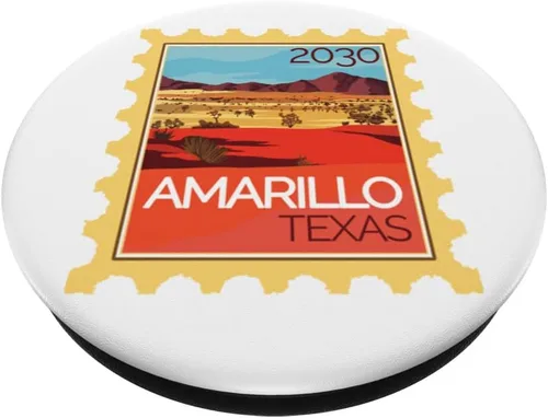 Miniatura 2 de Postage Stamp with Desert Landscape Amarillo in Texas PopSockets Swappable PopGrip