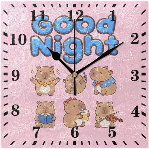Miniatura 20 de Bathing Capybara Pattern Wall Clock Decorative Hanging Clock Silent Non Ticking Square Clock for Living Room Kitchen Bedroom