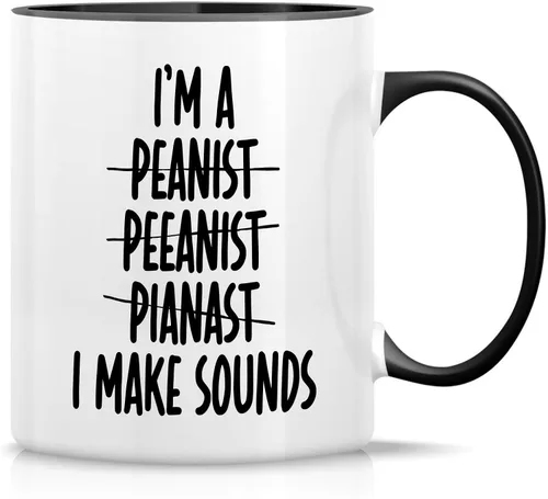 Miniatura 10 de Retreez - Taza divertida con texto en inglés "Without Music Life Would B Flat Musician", 325 ml, tazas de café de cerámica, divertidas, sarcásticas