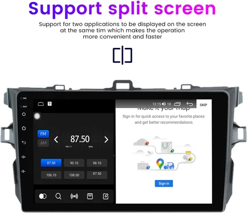 Miniatura 6 de Android 13 - Radio estéreo para automóvil para Toyota Corolla 2009-2012, Biorunn de 9 pulgadas, con GPS, inalámbrico, con cable, para automóvil