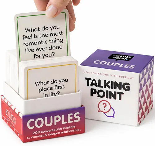 TALKING POINT CARDS Profundiza tu conexión con 200 tarjetas de conversación divertidas y atractivas para parejas. Construye intimidad, fortalece tu