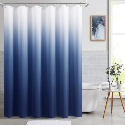 Miniatura 23 de Cortinas de ducha negras para baño, juego de cortinas de ducha de tela texturada ombre, lujo de hotel y spa con 12 ganchos, lavable a máquina