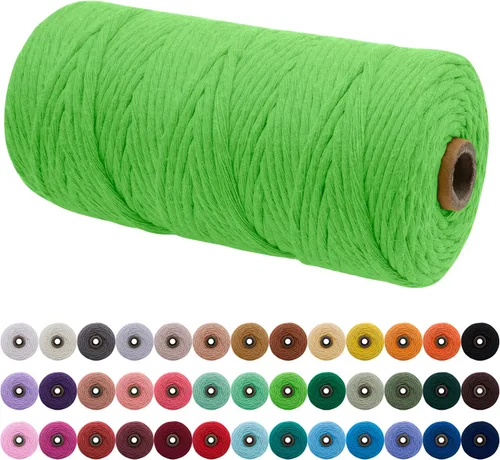Miniatura 100 de JeogYong Cordón de macramé de un solo hilo 2mm x 164 yardas (492 pies) Cuerda de algodón suave, hilo de macramé 2 mm, suministros de macramé