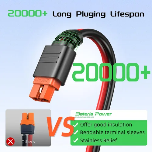 Miniatura 3 de Bateria Power Cable de conector XT60i de 10 AWG, calibre 10, 25 pies, cable de extensión solar a XT60i para panel solar plegable de RV, estación