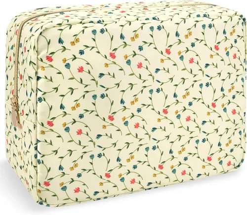 Miniatura 84 de izuzta Bolsa de maquillaje pequeña de nylon para bolso, linda bolsa de cosméticos con cremallera, bolsa de maquillaje preppy, Azul, Mini 2-Azul