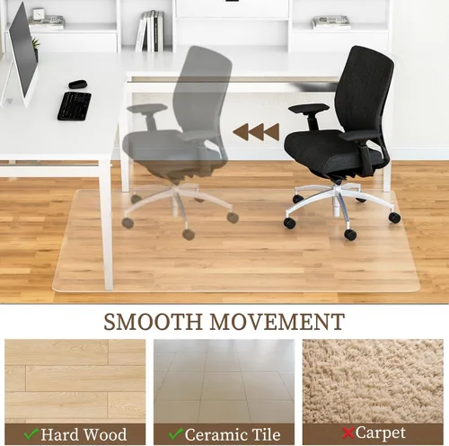 Miniatura 3 de Tapete para silla de oficina para suelos duros, tapete protector de suelo grande de 35 x 55 pulgadas, tapete para silla de escritorio fácil rodante