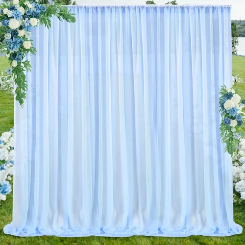Miniatura 12 de PARTISKY Cortinas de telón de fondo de gasa negra de 10 x 7 pies, cortinas de fotos de tela transparente sin arrugas para boda, ceremonia, arco