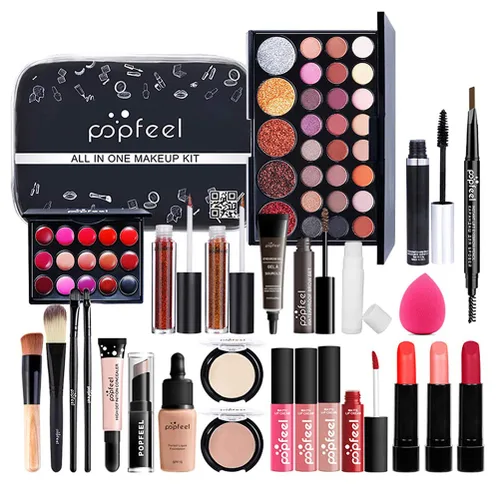Newooh - Juego de maquillaje profesional, kit de iniciación de cosméticos con bolsa de almacenamiento, paleta de maquillaje portátil de viaje, juego