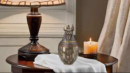 Miniatura 4 de Tarro canopic de urna conmemorativa de perro Anubis egipcio raro