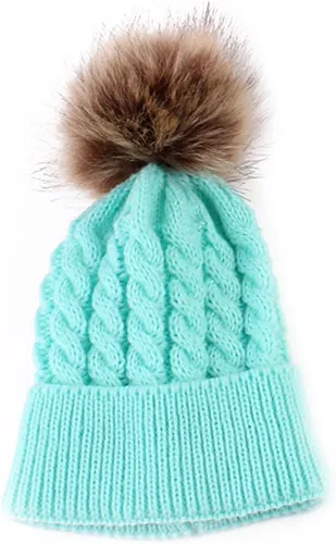 oenbopo Baby Winter Warm Knit Hat Infant Toddler Kid Crochet Fur Hairball Beanie Cap