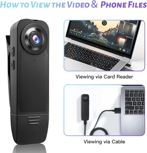 Miniatura 5 de Mini cámara corporal con grabación de audio y video, cámara POV con cámara desgastada por el cuerpo de tarjeta de 32G, videocámara de grabación