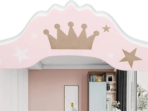 Miniatura 6 de Juego de tocador rosa para niños, juego de mesa y silla de maquillaje de madera para niñas pequeñas, tocador de princesa para niños, tocador