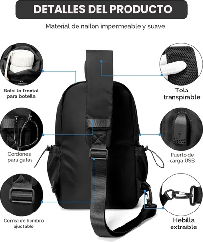 Miniatura 3 de SEAFEW Mochilas tipo bandolera tácticas, Negro, Pequeño, Casual