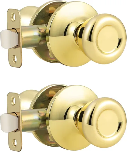 Miniatura 12 de GOBEKOR Paquete de 1 perillas para puerta de paso, pomos interiores de latón pulido sin llave, pomos de puerta de armario, pasillo, pomo de paso