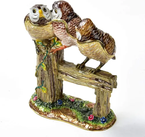 Miniatura 3 de KALIFANO Joyero decorativo para mujer con cristales Swarovski y piedras preciosas con forma de pájaros, hecho para almacenamiento y organización