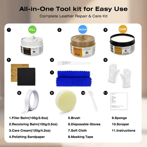 Miniatura 2 de Kit de reparación de cuero de secado rápido 12H, Beige