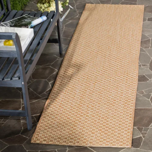 Miniatura 6 de SAFAVIEH Alfombra lavable al aire libre Courtyard Collection - 6'7" x 9'6", azul claro y gris claro, no desprende pelusa y fácil limpieza, ideal