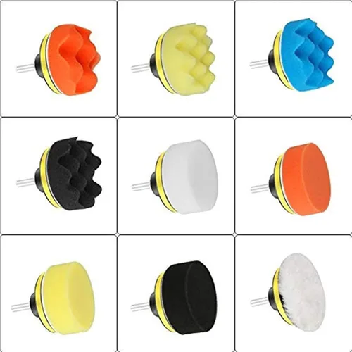 Miniatura 6 de 3 pulgadas 11 unids/set auto autoadhesivo pulir esponja cera rueda de lana disco de pulido almohadilla para pulidor automotriz taladro adaptador