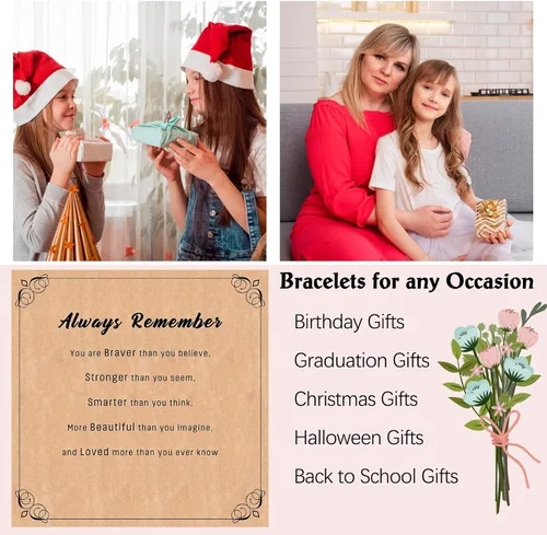 Miniatura 6 de NANOOER Regalos para adolescentes y niñas, con texto en inglés You Are Braver Stronger Smarter Than You Think, pulseras inspiradoras