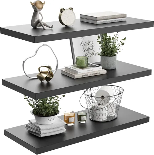 Miniatura 13 de Estante Flotante, Juego de 3 Estantes de Pared, 36 pulgadas de ancho x 12.75 pulgadas de profundidad x 2 pulgadas de alto, Estante Flotante de Pared